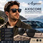 Avgprnie™ AxisCore Men's Slim Rectangle Polarized Sunglasses – UV400 Mirrored Fashion Shades for Driving, Vacation & Streetwear