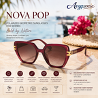 Avgprnie™ Nova Pop Women's Polarized Geometric Sunglasses – UV400 Mirrored Fashion Shades in Black, Burgundy, Pink, Blue, Purple & Brown