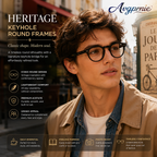 Avgprnie™ Heritage Keyhole Round Fashion Eyeglass Frames – Vintage Inspired Clear Lens Optical Style Frames