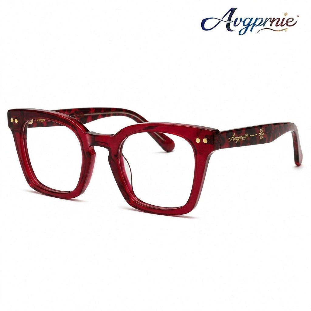 Avgprnie™ WildMuse Oversized Square Fashion Frames – Retro Clear Lens Eyeglass Frames in Black, Brown, Red & Leopard Print