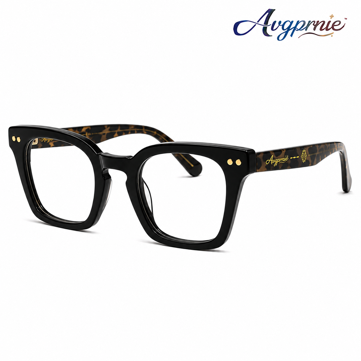 Avgprnie™ WildMuse Oversized Square Fashion Frames – Retro Clear Lens Eyeglass Frames in Black, Brown, Red & Leopard Print